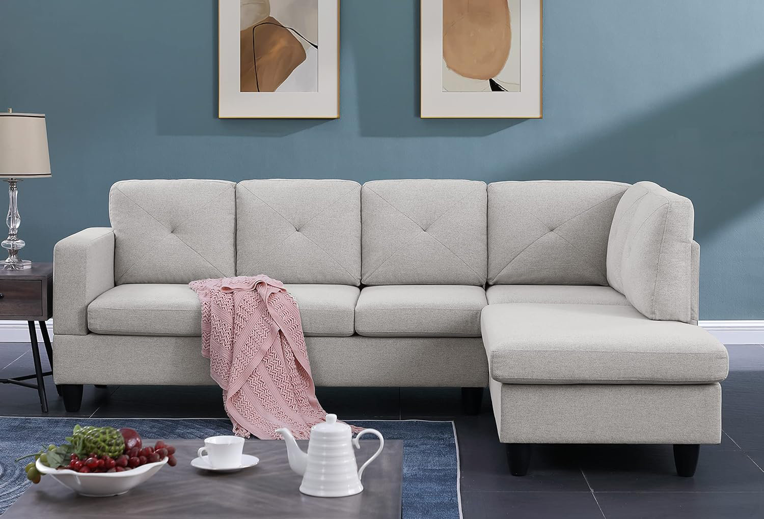 Latitude Run Topwells Latitude Run Linen Sectional Sofa With Right